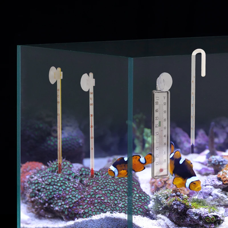 Aquarium Accurate Thermometer Easy-To-Read Fish Thermometers Sucking Cup Monitors Terrarium Temperature Meter