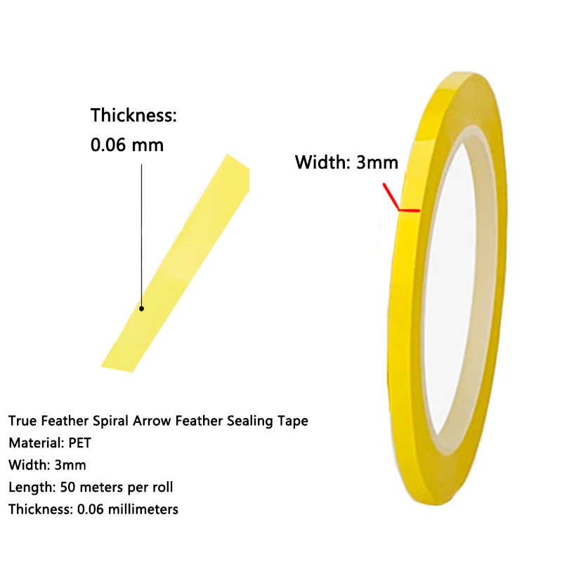 2 Roll 50m Archery spiral feather 3mm sealing tapeAdhesive Fletching Glue Tape for Shooting Accessories