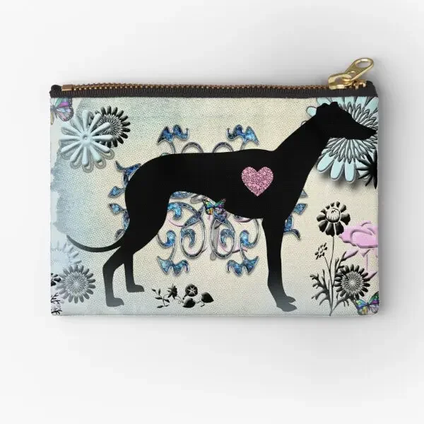 Bolsas con cremallera de Arte de galgo Sighthound para hombres y mujeres, monedero de dinero para llaves, billetera de cosméticos, pequeño embalaje de almacenamiento, bolsa de bolsillo, calcetines, bragas