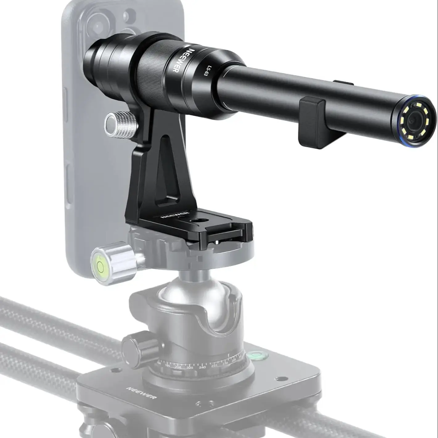 NEEWER 16 mm 4X macrosondelens met 109 °   FOV oplaadbaar LED-licht met 17 mm draad voor video-opname van mobiele macrofotografie - afbeelding 2
