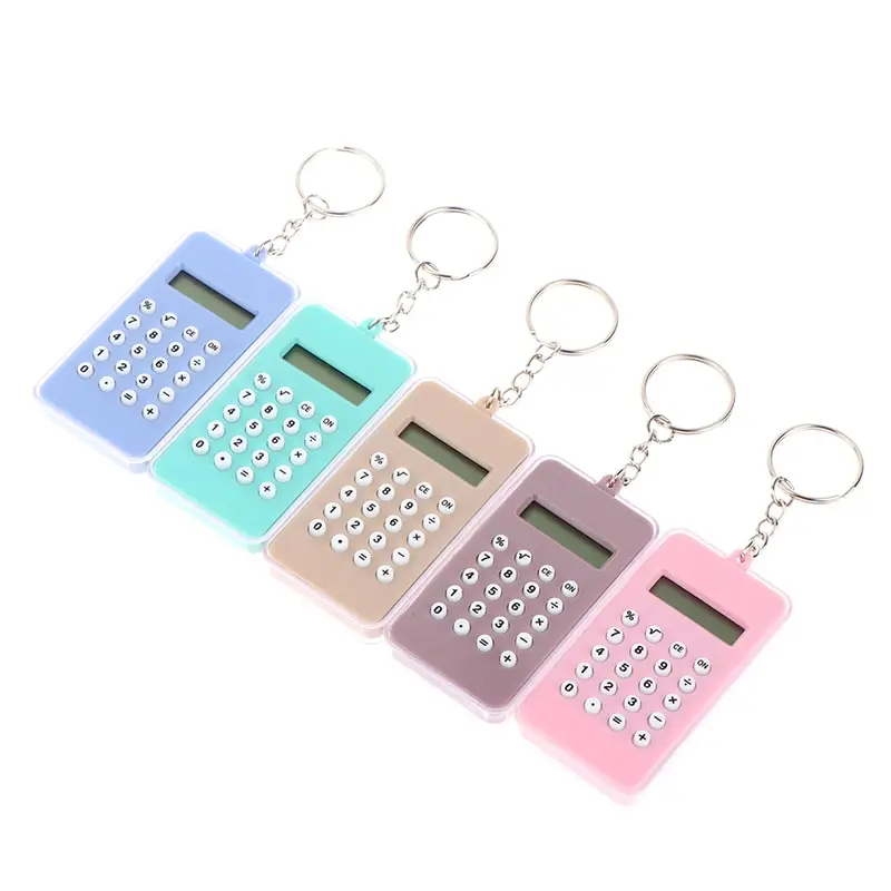 Portable Digital Calculator Kawaii Mini Calculator Pocket Display Cartoon Cute Creative Keychain Calculator Office Supplies