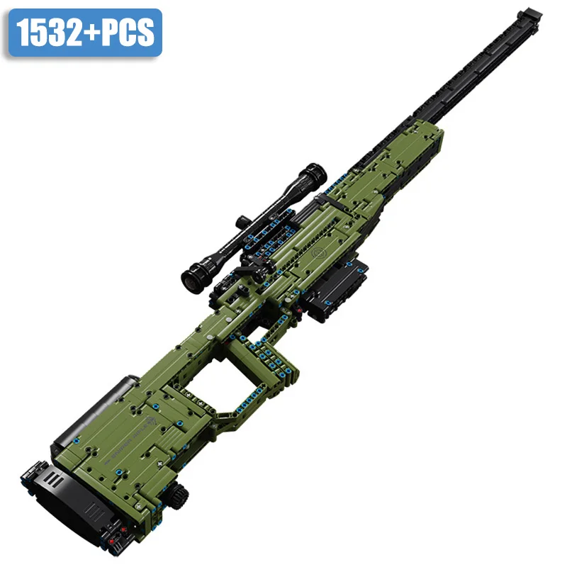 

1532pcs Military AWM Sniper Rifle Model Building Blocks Weapon Bricks Set MOC Assemble Gun Toys For Kids Boys Adult Gifts