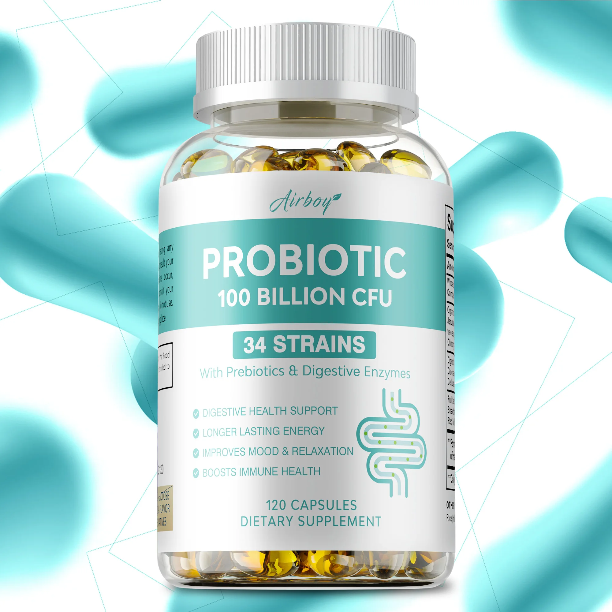 

Probiotics 100 Billion CFU - Reduce Bloating and Constipation, Promotes Digestive and Gut Health, Enhance Immunity