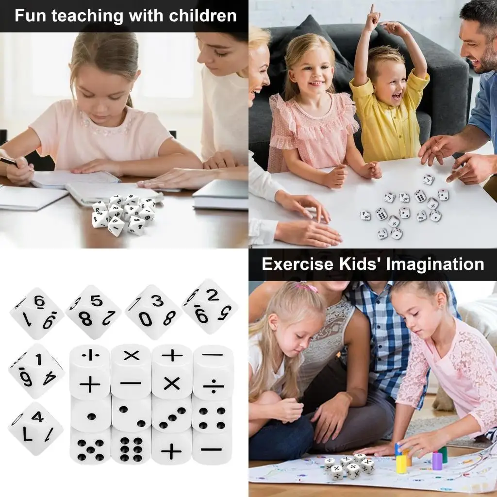 

31BE Number Symbol Cubes Round Cornered Kids Teaching Educational Polyhedral Dices