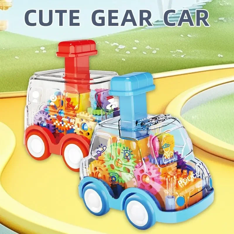 Children's Cartoon Press Gear Car Toy Lnertia Pull-back Transparent Car Baby Puzzle Sliding Toy Child Boy Girl 1-3 Year Old Gift