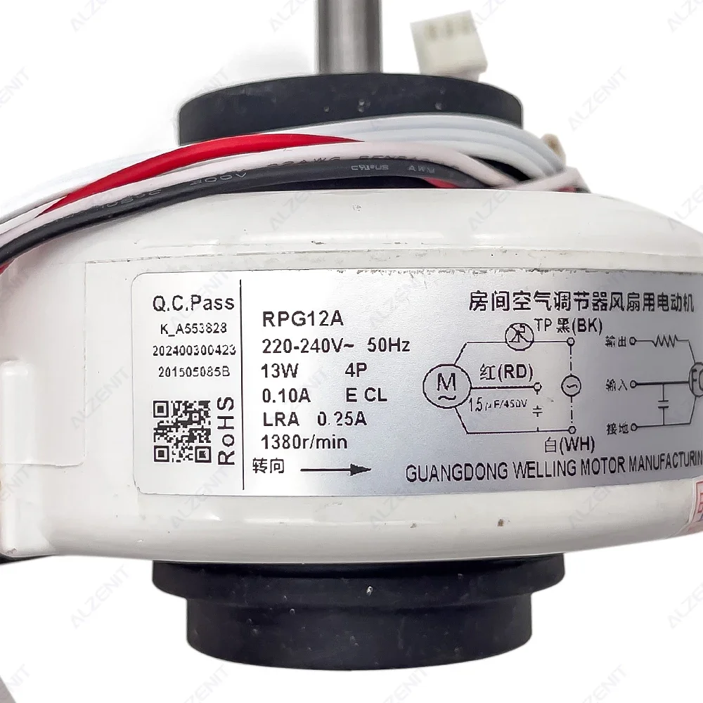 New For TCL Air Conditioner Indoor Unit AC Fan Motor RPG12A 220-240V 50Hz 13W 1380r/min Conditioning Parts