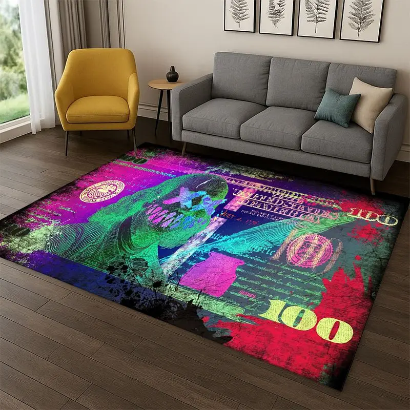 Cartoon Dollar Euro Money Rich Carpet Rug for Bedroom Living Room Sofa Playroom Doormat Home Decor,Kid Game Area Rug Non-slip