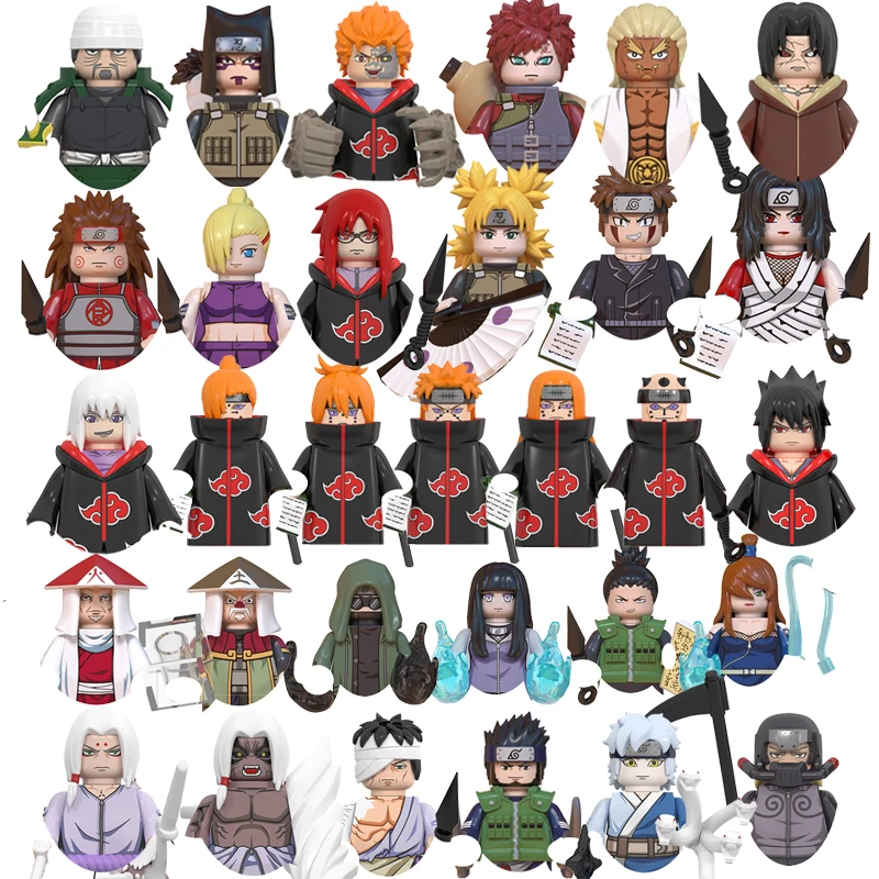 Anime Naruto Pain Sasuke Gaara Blocos de Construção, Mini Action Figures, Tijolos para Presentes, Coleção Minifigures, Brinquedos Educativos, DIY