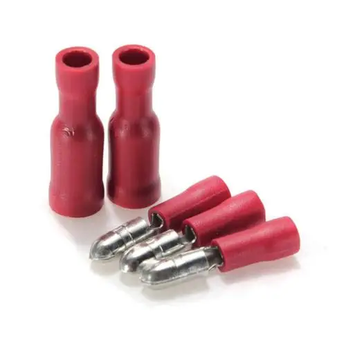 Terminali a crimpare con connettori bullet femmina e maschio assortiti rossi da 50 set