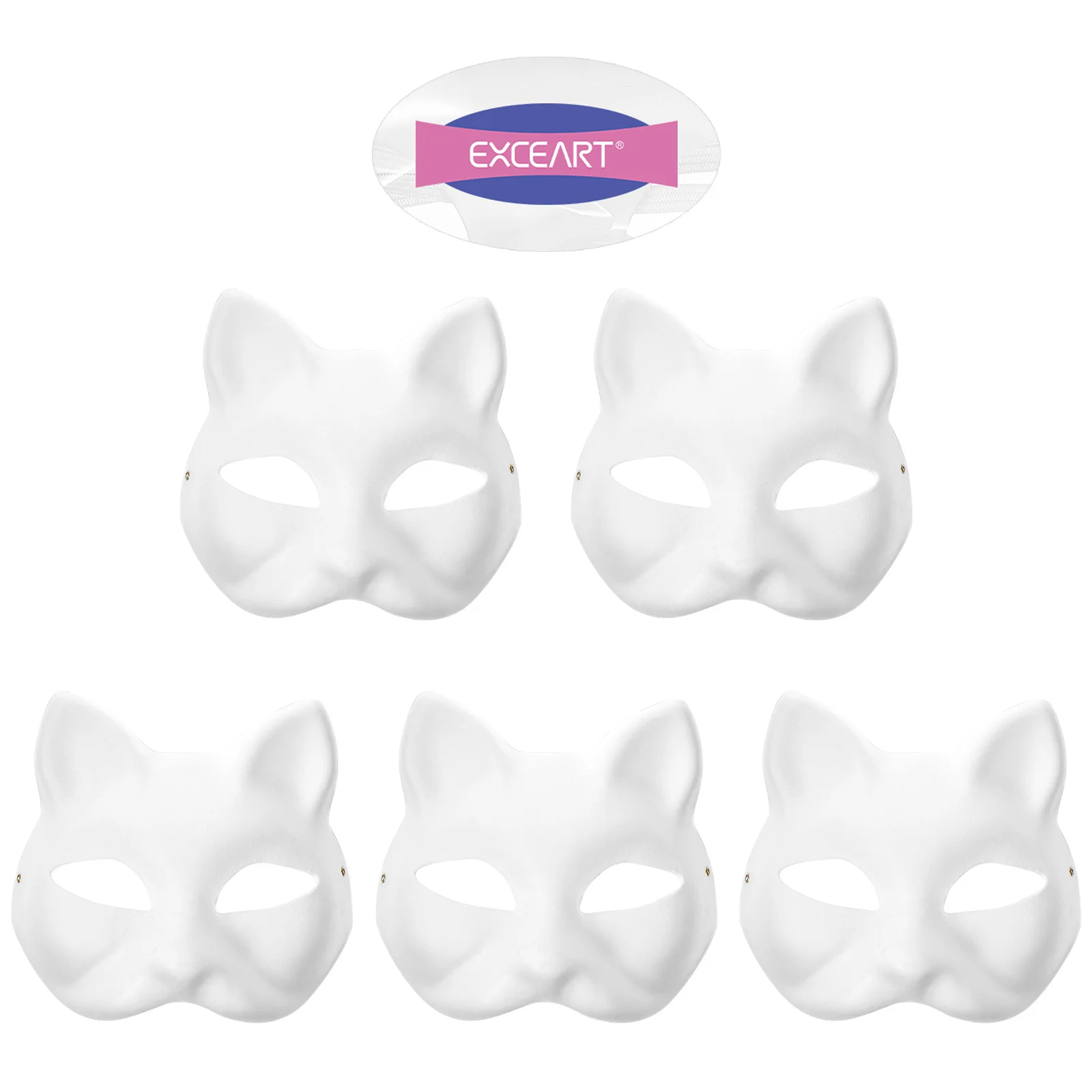 5 szt. Maska na Halloween mężczyzna kot Therian czaszka biała maskarada zwierzęca papierowe maski udekoruj