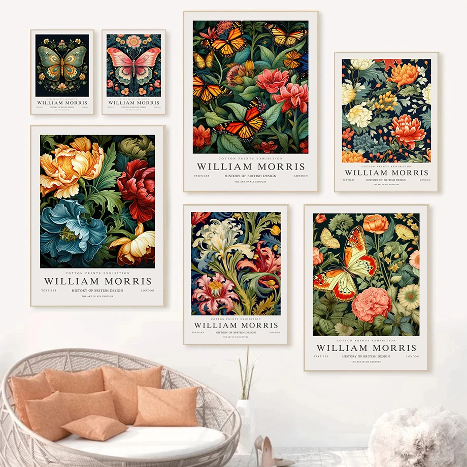 William Morris Animal Butterfly Plant Art Colorful Flower Abstract Artwork Poster Canvas Paintings Wall Art Pictures Home Decor