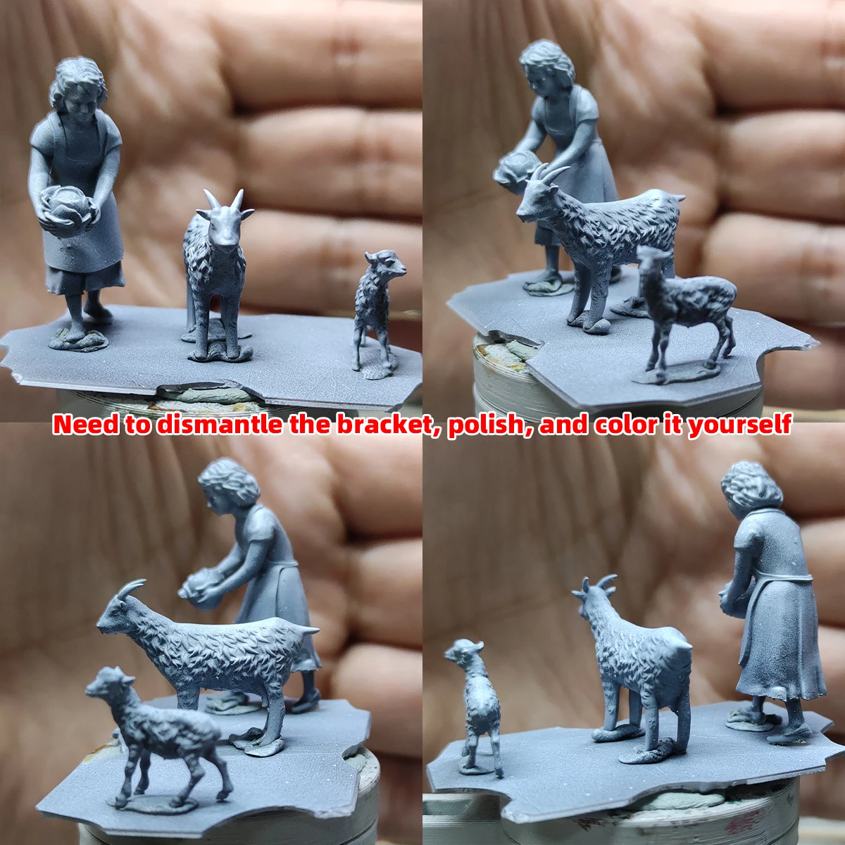 1/35-1/87 Miniatur-Modellbausatz Soldatenfiguren Diorama Harz-Figur Weibliche Figur beim Füttern von Schafen für Bauernhof-Szenen-Dekoration – Detail 1