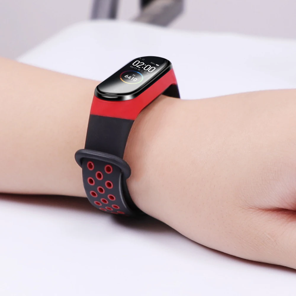 Xiaomi Mi Band 3 4 5 6 7 팔찌 Mi Band 7 6 5 4 스트랩 실리콘 스포츠 팔찌 교체 스마트 시계 액세서리