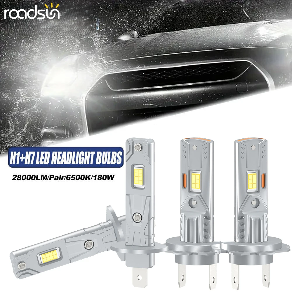 

H1 H7 LED Headlight Bulbs 28000LM/pair 6500K White High Low Beam for Motor VehicleMotor Vehicles, 12-24V Aluminum, Without Batte