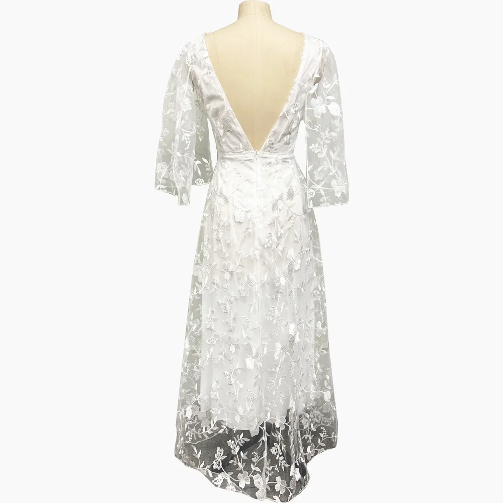 Deep V-neck Maxi Dress for Women Spring Summer Women Wedding Dresses Lace Backless Evening Dresses Elegance Formal Prom Gowns