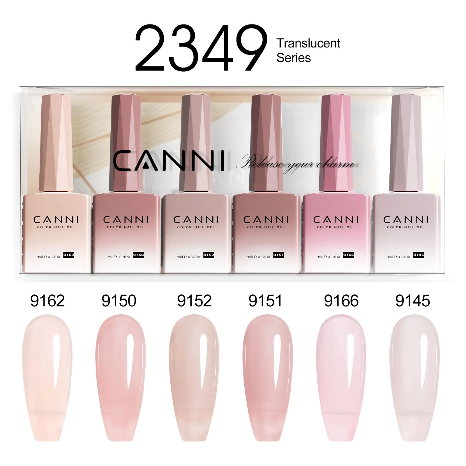 6pcs/kit CANNI Gel Nail Polish TPO FREE Nails Semi Transparent Jelly Pink Collection Soak Off UV LED Gel Diamond Top Coat Set