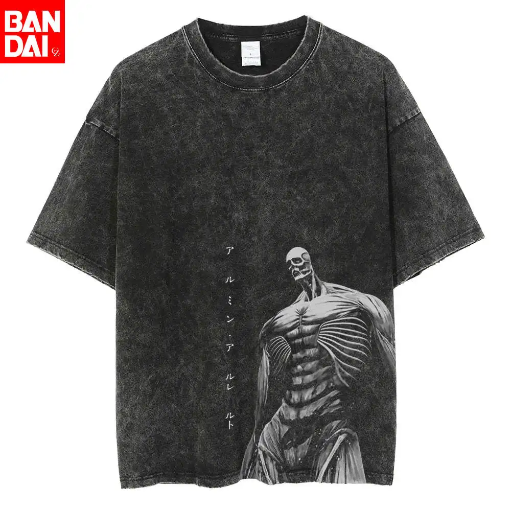 

Dandadan Okarun Turbo Granny Form Split-face Red Gradient Vintage Wash Print T Shirt Men 2026 Summer Black Oversized Tee Anime