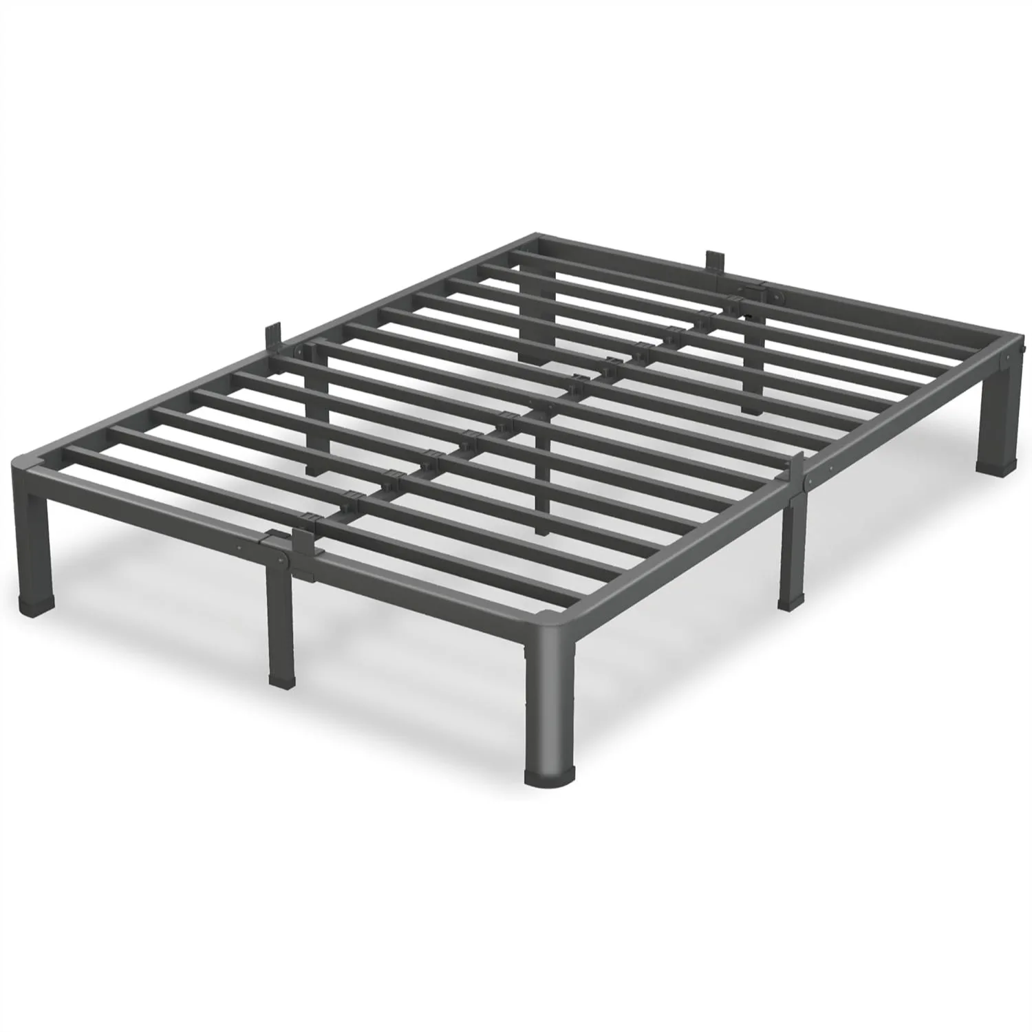 Base de Cama Queen de 7 Pulgadas, Plataforma Metálica Resistente de 3500 Libras con Patas de Esquina Redondeada, Topes para Colchón, Soporte de Láminas de Acero, Sin Caja