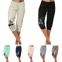 Fashion Mid-calf Lady Capri Pants 2023 Summer Drawstring Pockets Cropped Pants Women Sports Shorts For Outdoor Pantalones