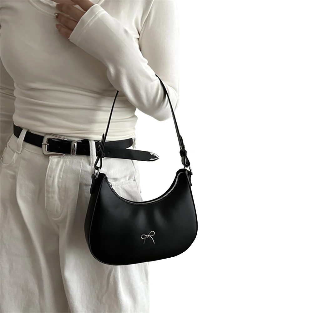 

Crescent Shoulder Bag PU Leather Clutch Bag Cute Bow Tote Bag Purses Trendy Underarm Purse for Women Girls
