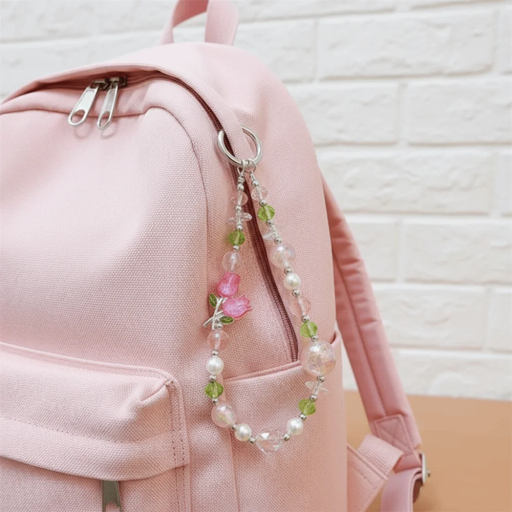 

Цветок тюльпана, хрустальная бусина, ремешок для телефона, цепочка на запястье, жемчужная цепочка для мобильного телефона, роскошный ремешок для мобильного телефона с защитой от потерь