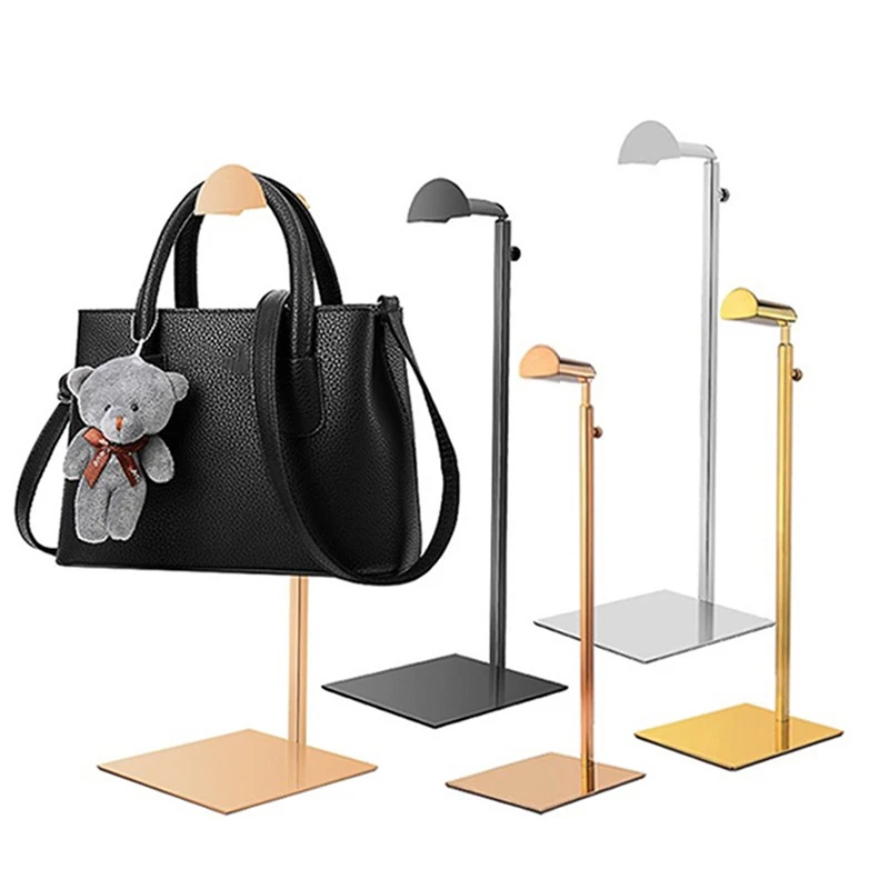 Adjustable Polished Gold/Silver Bag Hanging Shelf  Stainless Steel Handbag Display Stand Purse Holder Storage Rack Organizer