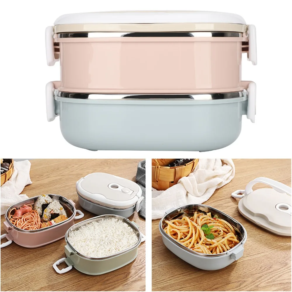 1 Tier/2 Tier/3 Tier Stainless Steel Lunch Box Stackable Design Round Shape Thermal Food Container Multilayer Food Box