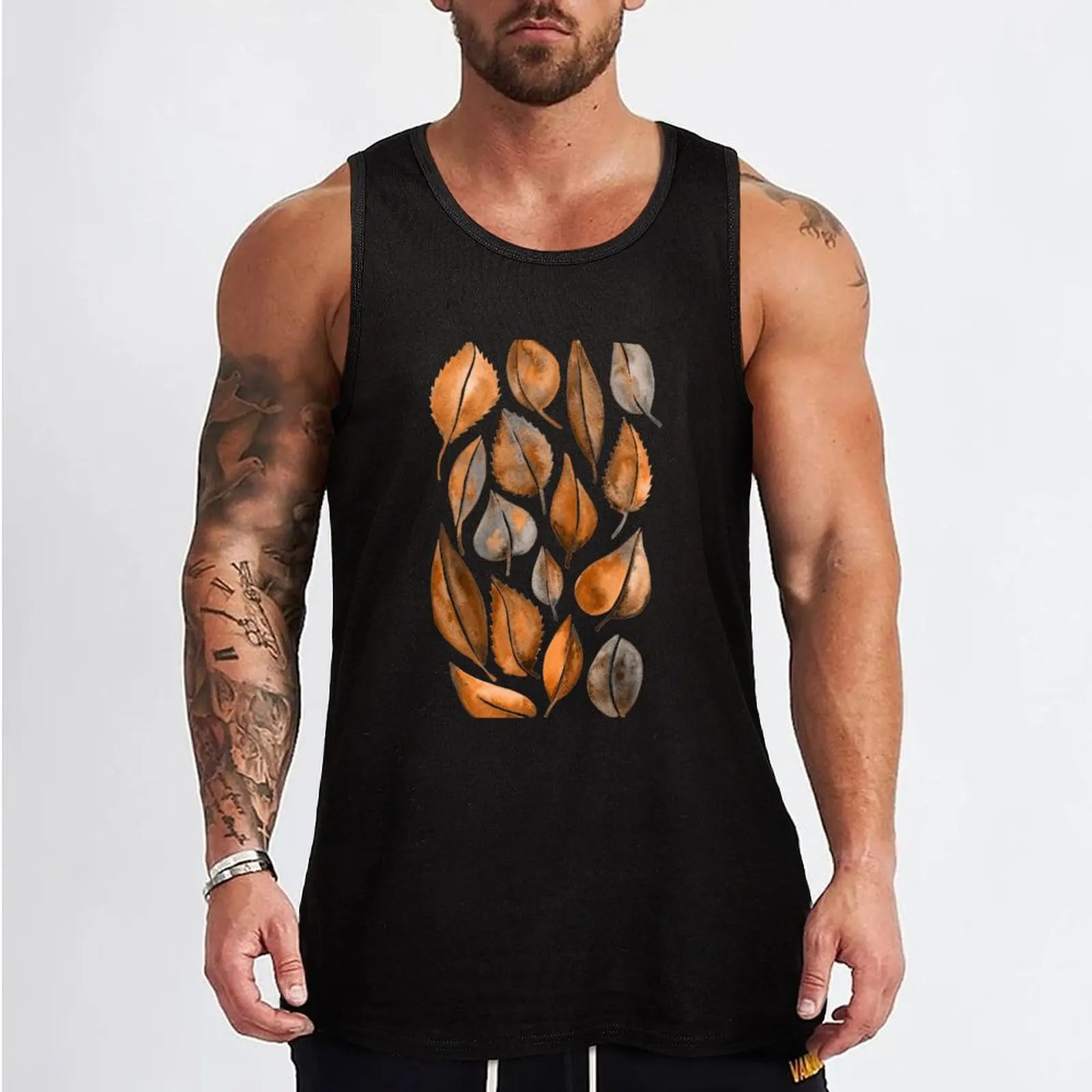 Cascading Leaves – Orange Palette Tank Top Men's gym t-shirts Gym man