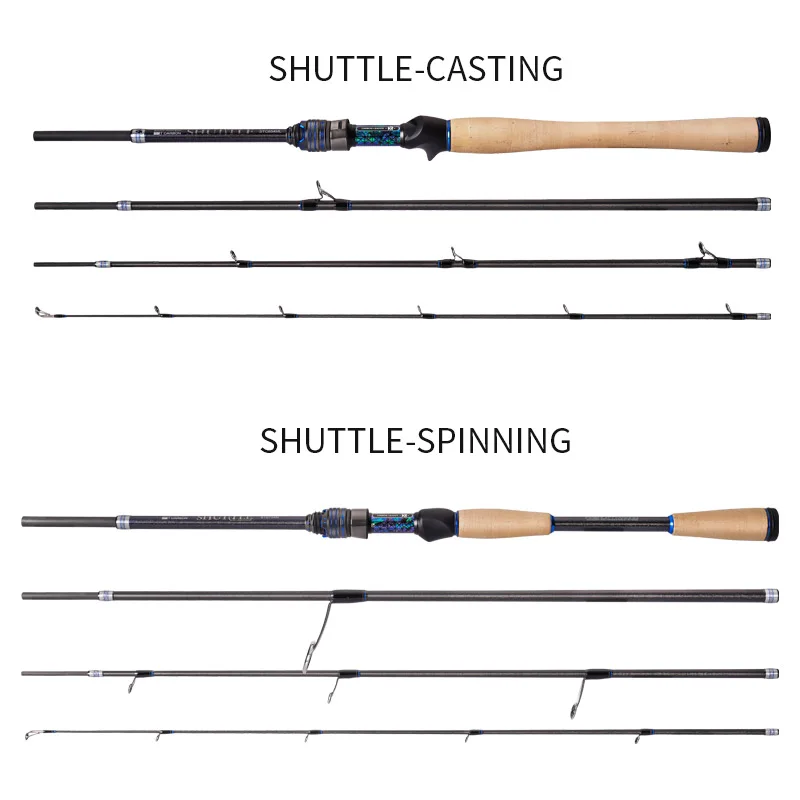 Kyorim Carbon Baitcasting Potable Travel Fishing Rod 4 Sections L/M/ML/MH FUJI Guide Spinning Rod F Action  FUJI Travel Pesca