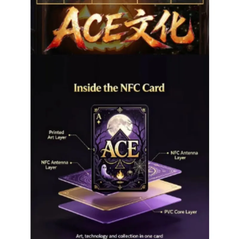ACE Full Diamond Metal Smart Chip Collectible Card Case 40+ IP Anime Character NFC Interactive Trading Card With Diamond Ticket