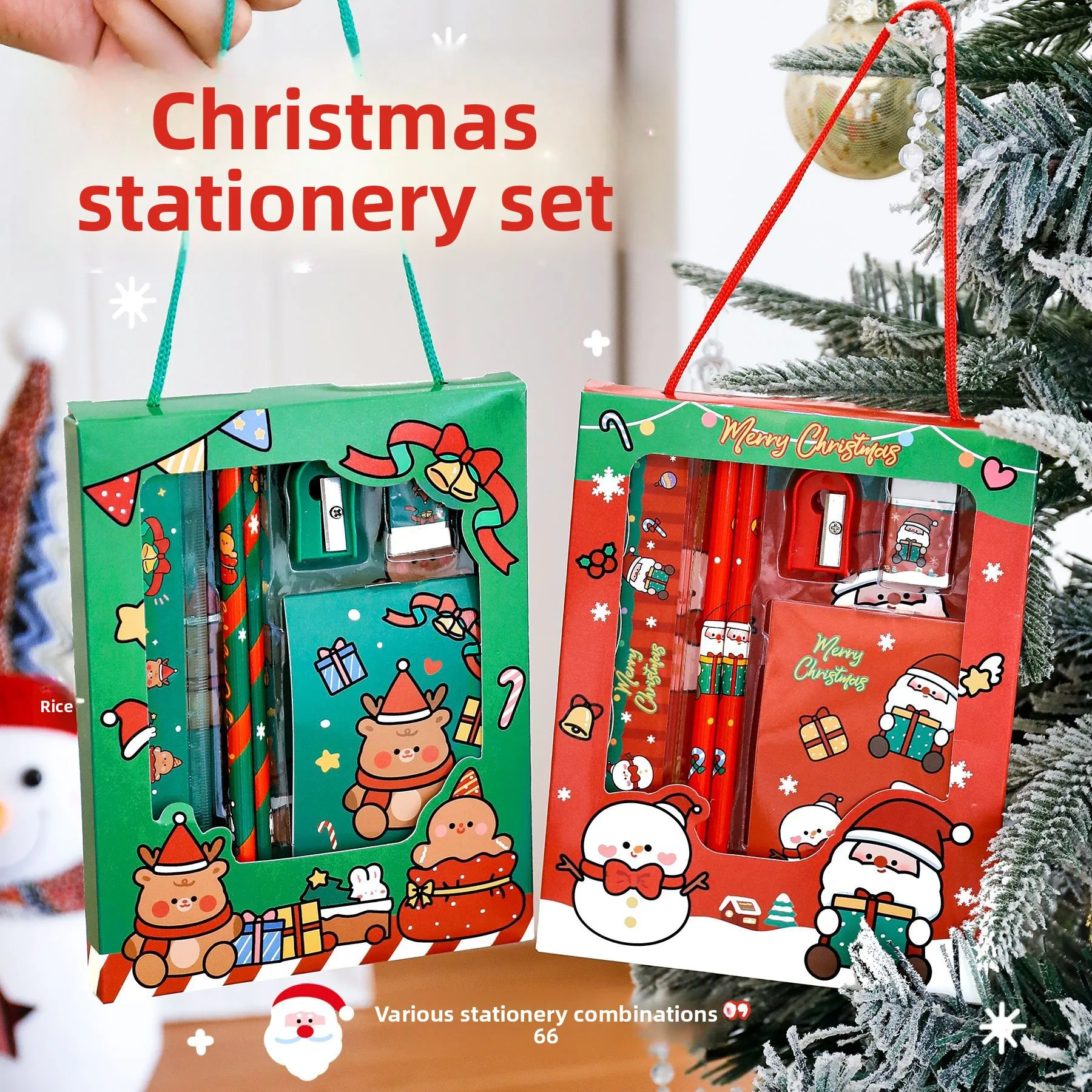 10セット-クリスマス文具ギフトセット-学生サプライズ文具ギフトボックス-幼稚園クリスマス授業のご褒美-小さなギフト