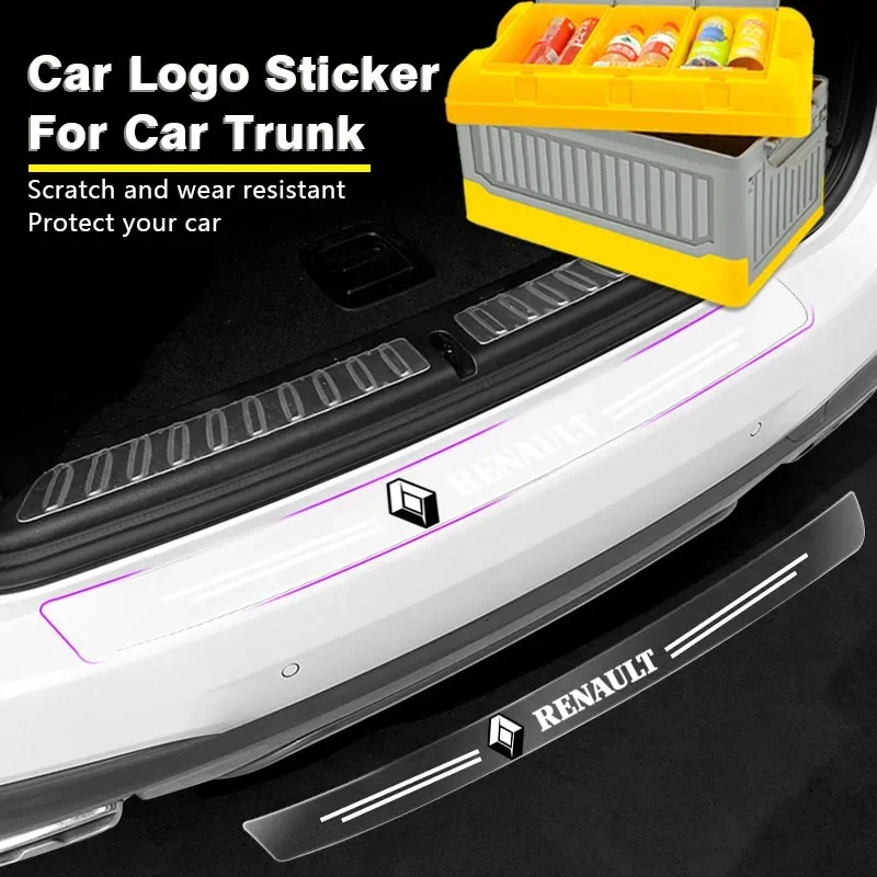 Transparent trunk protection strip with scratch resistant personalized logo For Renault Clio Laguna 2 Megane Duster Logan Captur