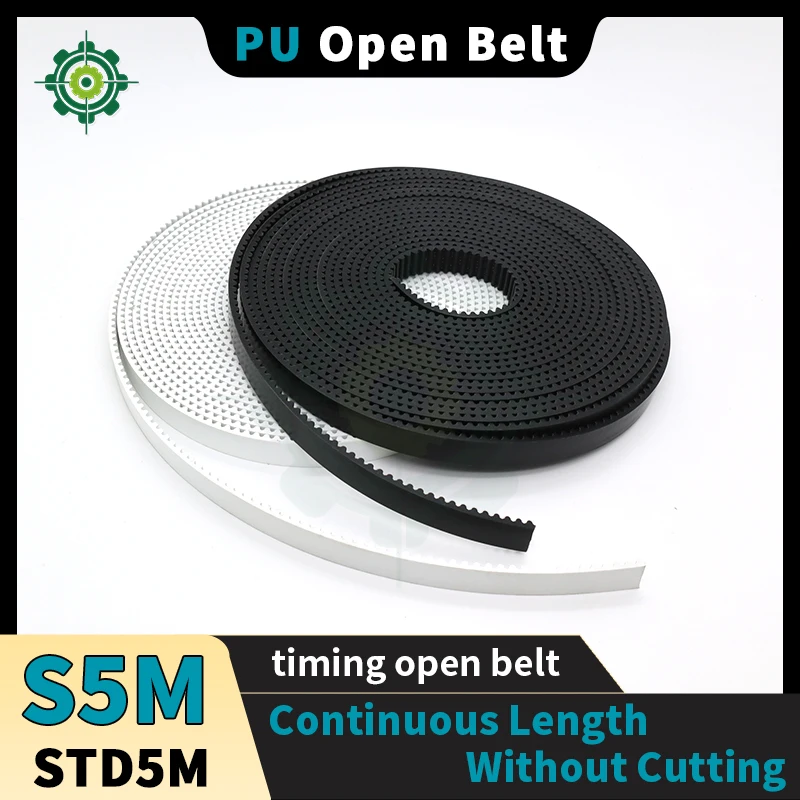

S5M Open Belt PU Timing Belt S5M Polyurethane Belt Pitch 5mm 15mm 20mm 25mm 30mm Steel Wire Reinforced Belt S5M Open Timing Belt