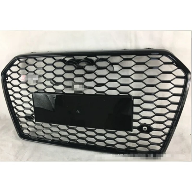 

For RS6 Style Front Sport Hex Mesh Honeycomb Hood Grill Black For Audi A6/S6 C7 With Camera Hole 2016 2017 2018 Car-Styling