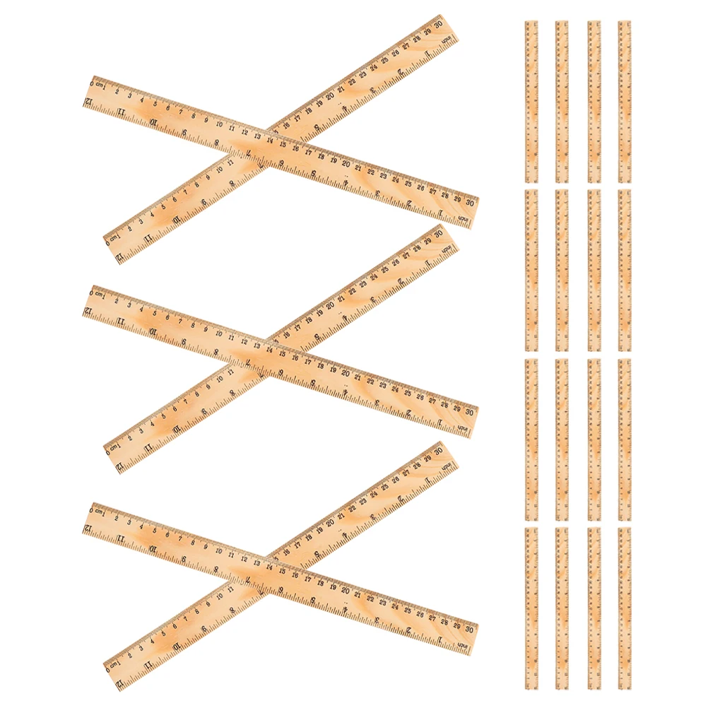 36 قطعة 12 بوصة 30 سنتيمتر خشبية مسطرة مستقيمة الخشب الطبيعي المزدوج مقياس متري الهندسة أداة قياس للمدرسة