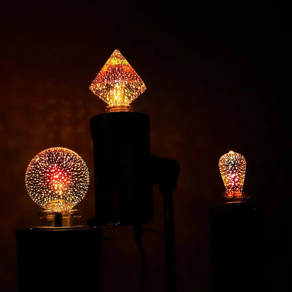 3 واط الكرة الخفيفة E27 حامل المسمار موصل الزجاج اديسون 3D لمبة مصباح الطرف