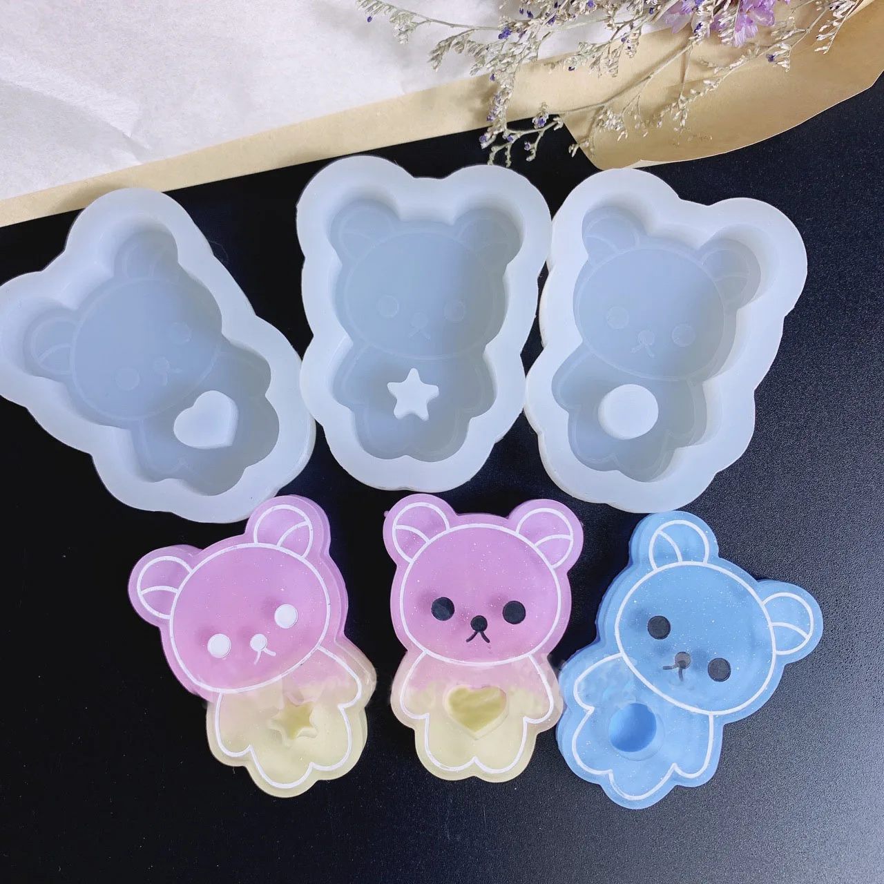 

DIY Bear Shaped Silicone Epoxy Resin Mold Jewelry Tools Quicksand Molds Jewelry Keychain Moulds