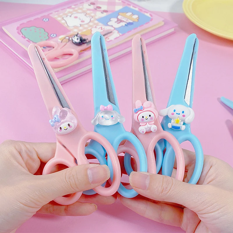 Cute Cartoon Student Round Head Safety Scissors for DIY Paper Cutting Handicrafts Portable Art Scissors Office