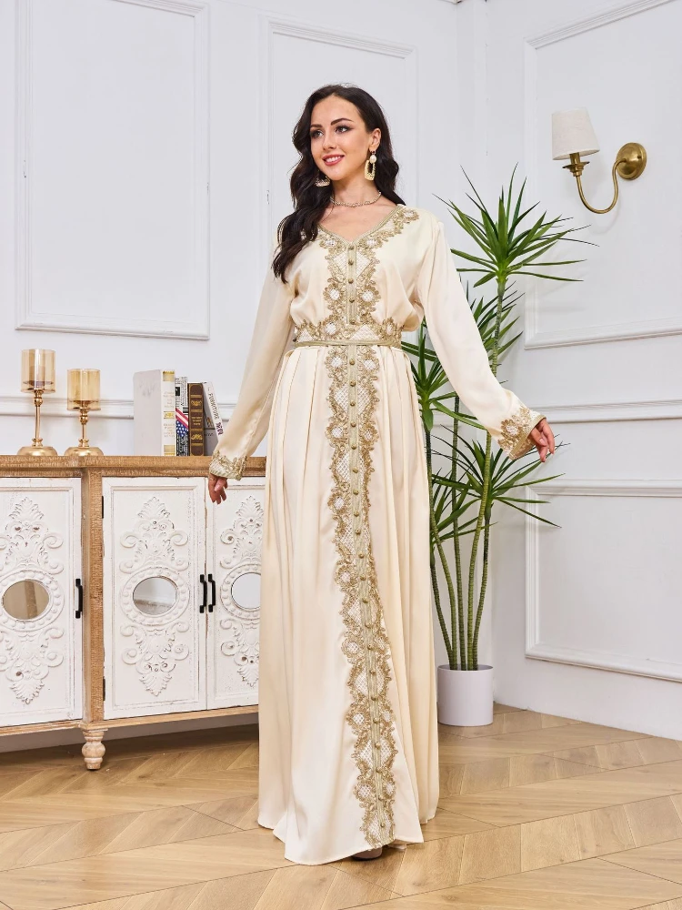 Embroidered Party Dress for Women Abaya Muslim Dubai Long Sleeve Eid Party Abayas Ramadan Caftan Jalabiya Dresses Vestidos 2023