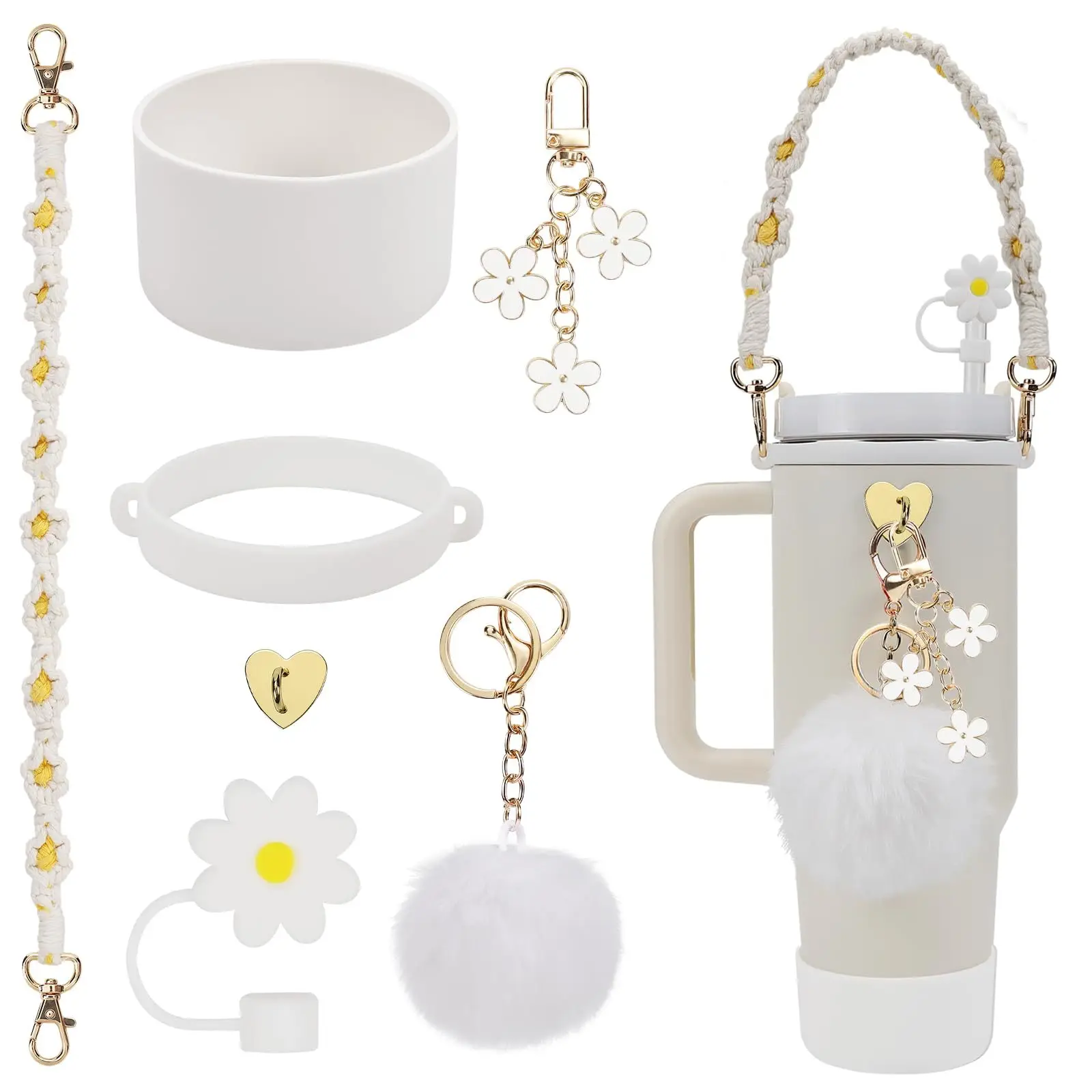 

New Desgin Fashion Tumbler Handle Strap Silicone Tumbler Boo Accessories Set