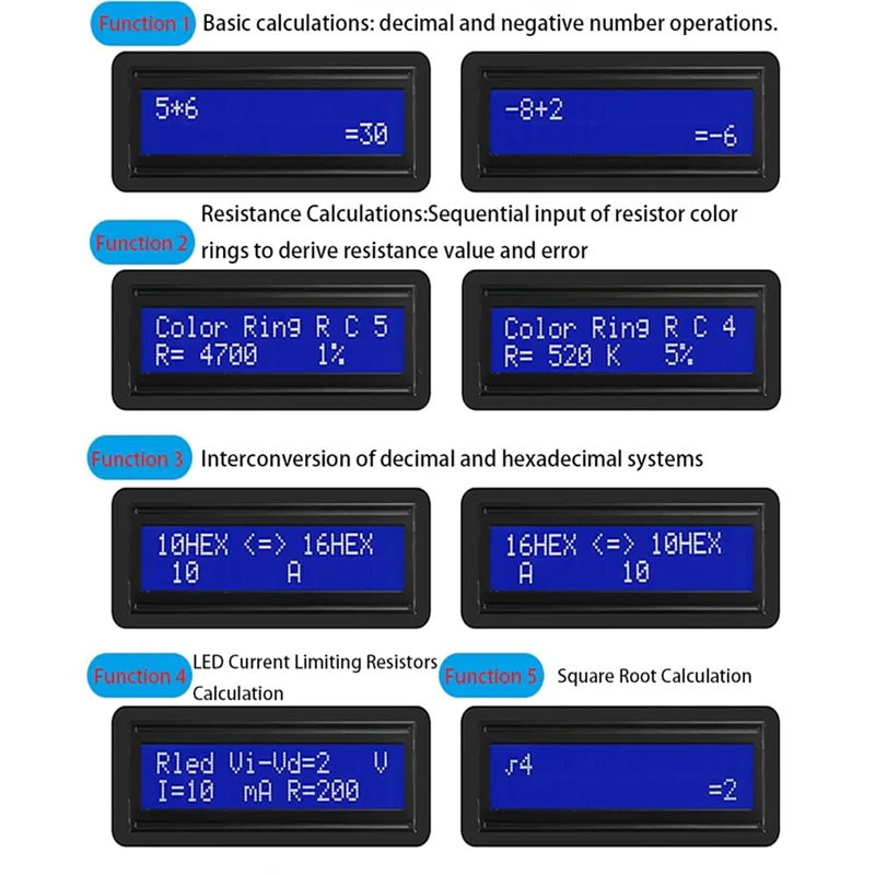 7 بت LCD1602 عرض آلة حاسبة لسطح المكتب مجموعة مشروع لحام لتقوم بها بنفسك مجموعة الالكترونيات الهواية لتقوم بها بنفسك مجموعة لحام الآلة الحاسبة
