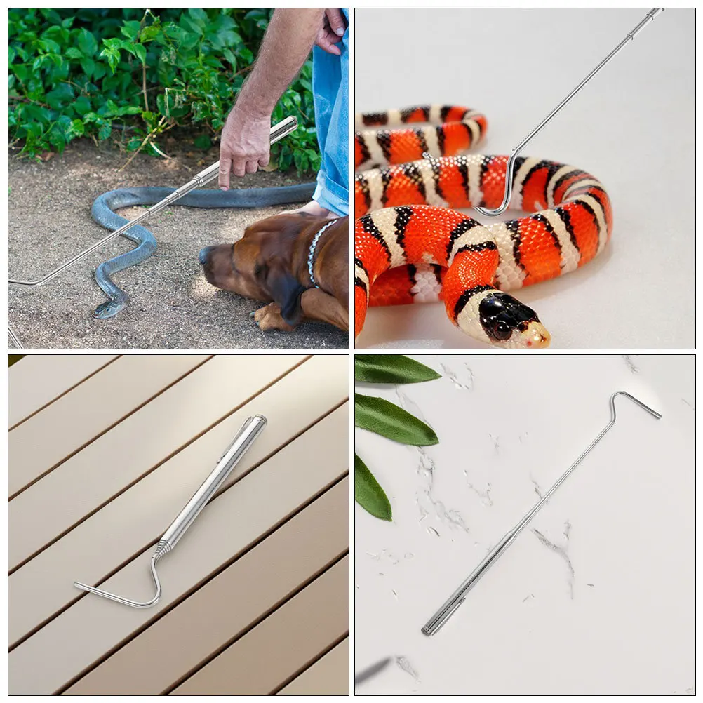 

26 Inch Stainless Steel Retractable Extendable Snake Hook for Safe Reptile Capture Snake Handling Tool Wildlife Control