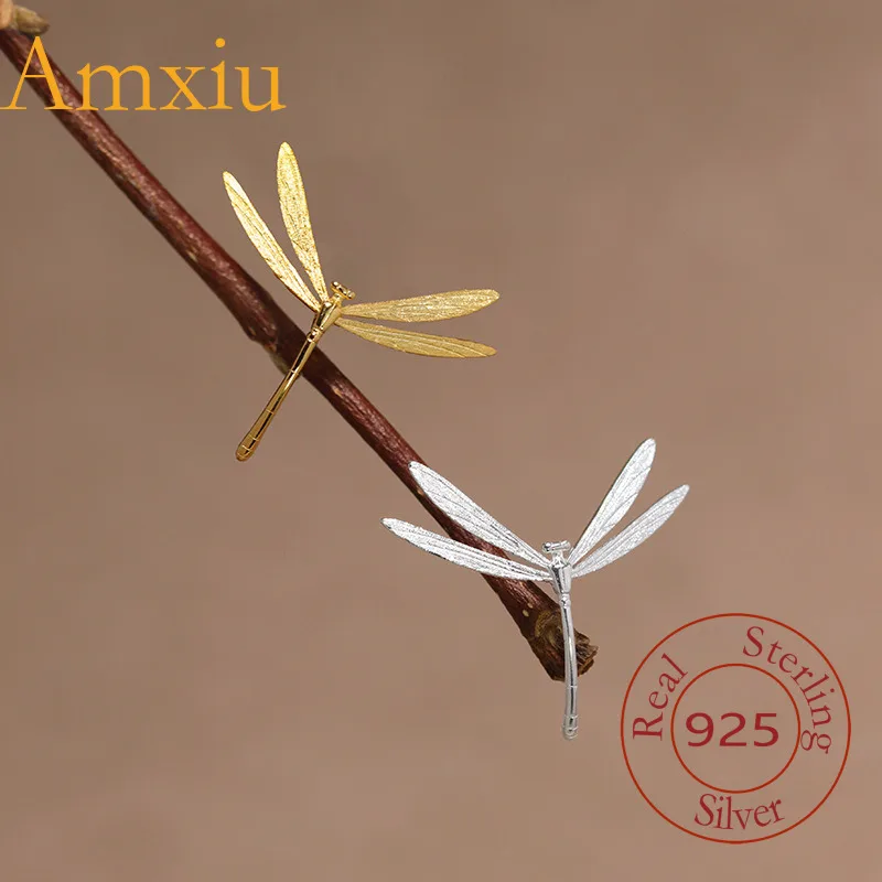 

Amxiu Sterling Silver 925 Original Design Suspended Breath Pure Silver Floating Dragonfly Brooch Small Delicate Fun Brooch