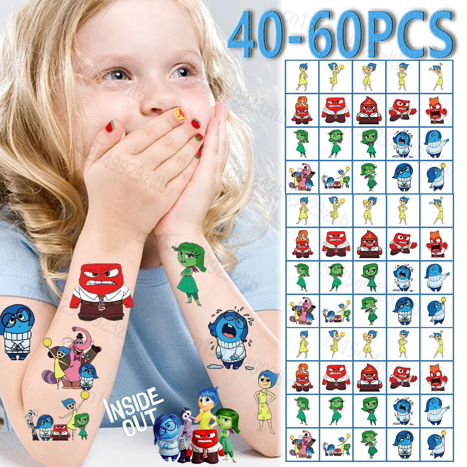 1 Set Inside Out 2 Tattoo Stickers Disney Movie Fiugre Anxiety Joy Fear Anger Children's Cartoon Cute Waterproof Stickers Toys