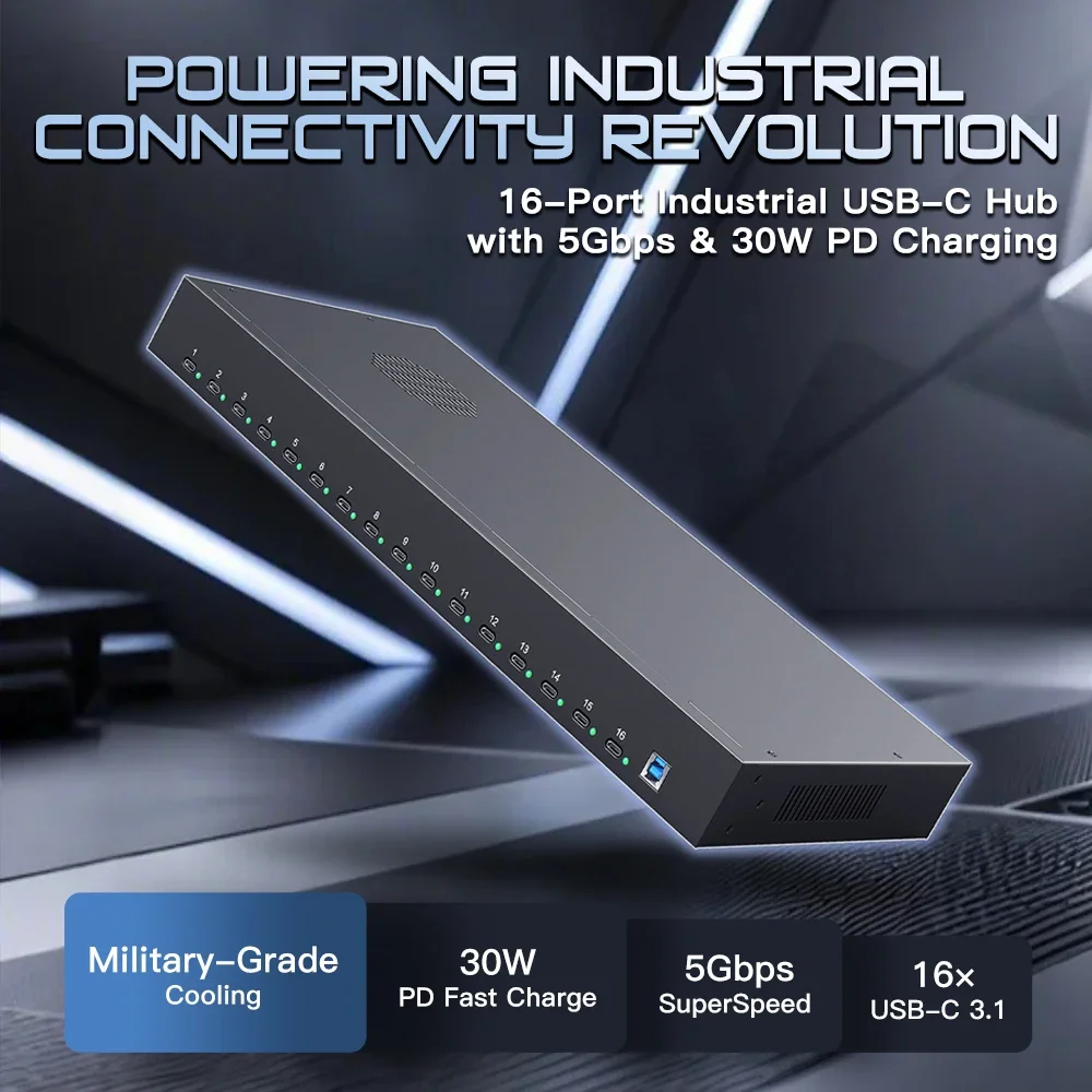 2025 hot sale Sipolar A-165CP 5Gbps Speed 30W PD Charging Aluminium Alloy USB 3.0 & 2.0 Hub with Cooling Fan Rugged Metal Mounti