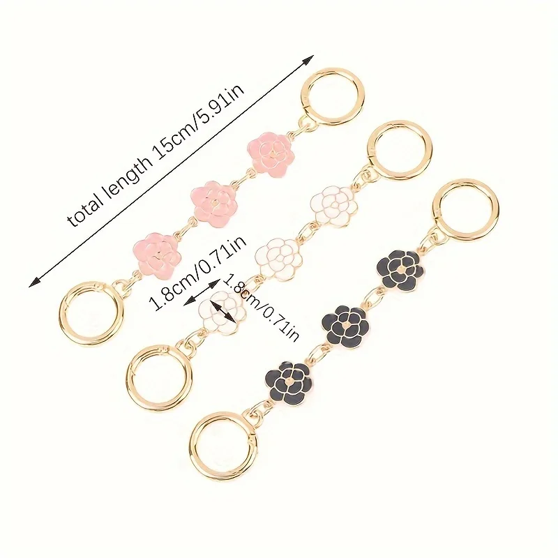 1pc Camellia Shaped Metal Strap Extension Chain For Underarm Bag Ring Buckle Removable Reusable Fashion Bag Accessories