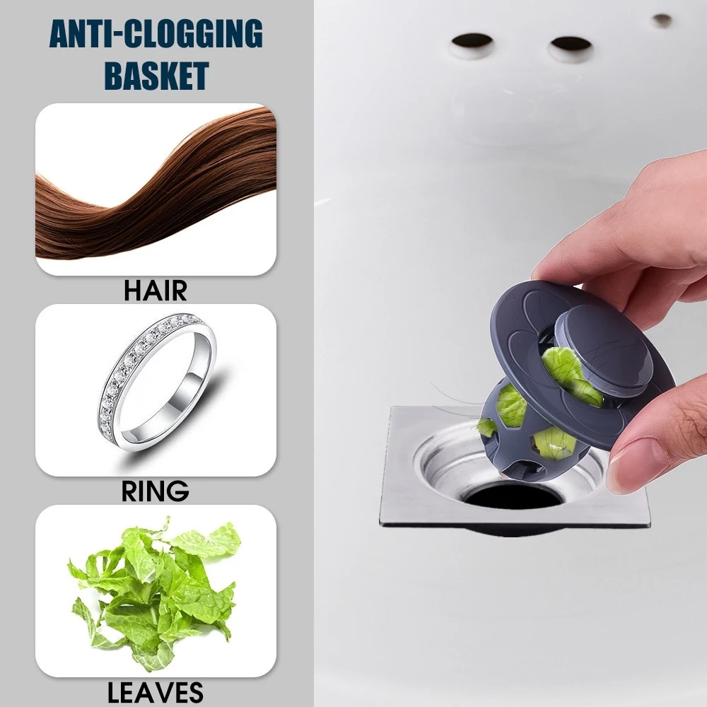 1Pcs Pop-Up shower Drain Cover Bathroom Hair Catcher Anti-clog Pipe Drainage Stopper Anti-odor Floor Drain Filter