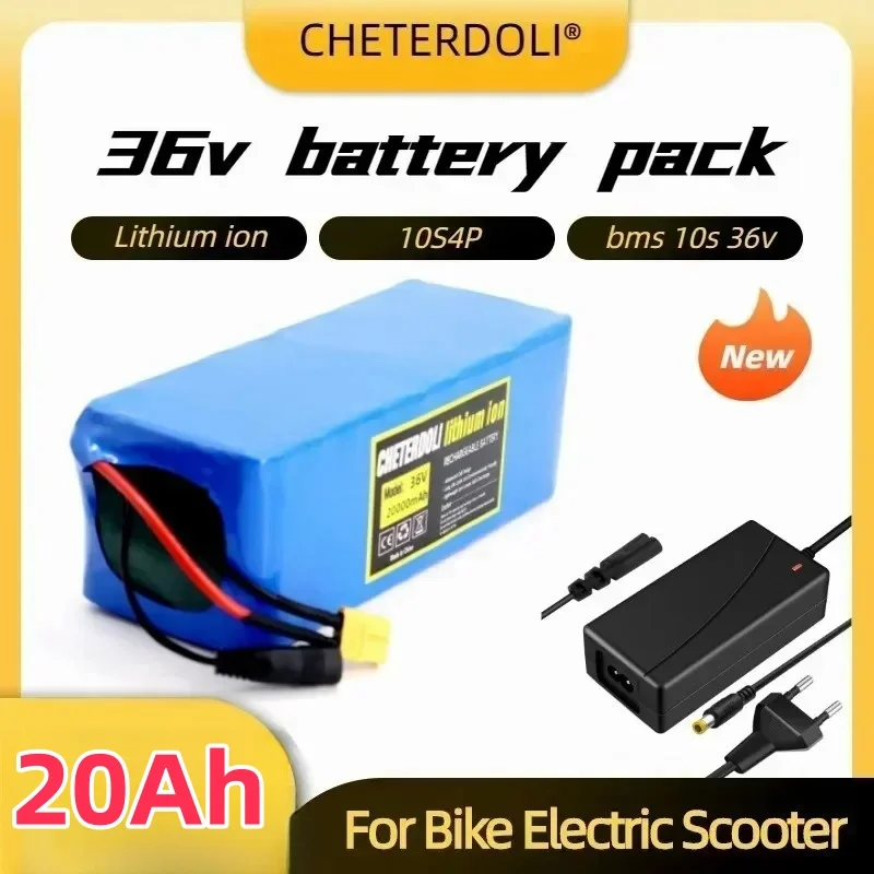 

original 36V Battery 10s4p 20Ah 800W large capacity 18650 lithium battery pack with BMS XT60 Plug 18650battery + 42V 2A Char.