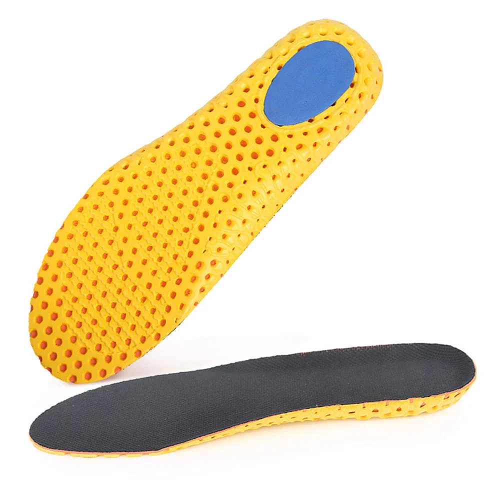 1 Pair Absorption Sports Insoles Anti-pressure Elasticity Shoe Cushions for Running Jumping Hiking Size 35-36 (Yellow Bottom and