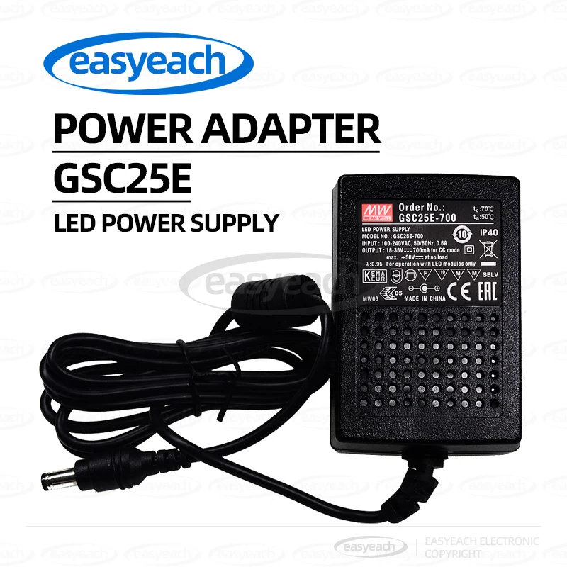 

Адаптер питания MEAN WELL GSC25E 350/500/700/1050/1400 мА Импульсный источник питания 25 Вт